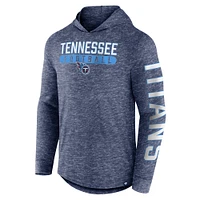 Men's Fanatics Heather Navy Tennessee Titans Pill Stack Long Sleeve Hoodie T-Shirt