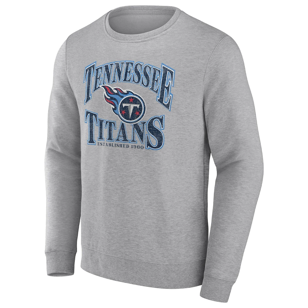 Men's Fanatics Heathered Charcoal Tennessee Titans Playability Pullover Sweatshirt