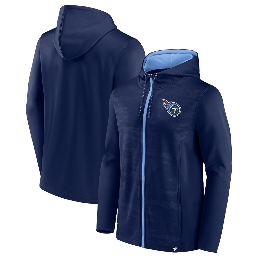 Sweat à capuche entièrement zippé Fanatics pour hommes, bleu marine/bleu clair, Tennessee Titans Ball Carrier