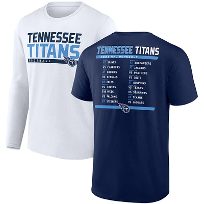 Men's Fanatics Navy/White Tennessee Titans Two-Pack 2023 Schedule T-Shirt Combo Set