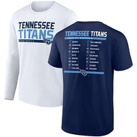 Ensemble de deux t-shirts du calendrier 2023 Fanatics pour hommes, bleu marine/blanc, Tennessee Titans