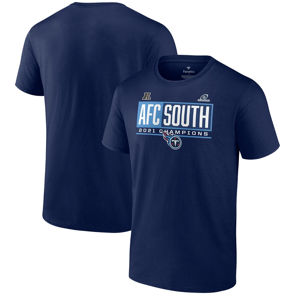 Men's Fanatics Navy Tennessee Titans 2021 AFC South Division Champions Blocked Favorite T-Shirt