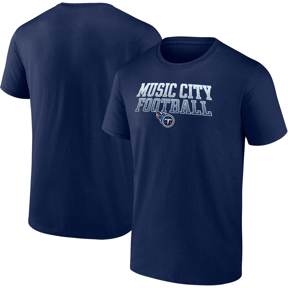 T-shirt de déclaration football Fanatics Navy Tennessee Titans Big & Tall Music City pour hommes