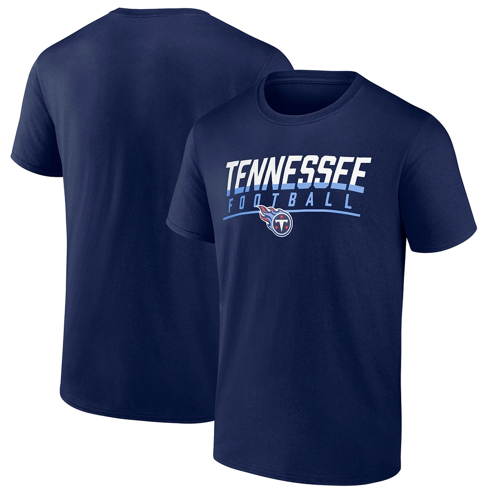 T-shirt Fanatics pour homme bleu marine Tennessee Titans Blocked