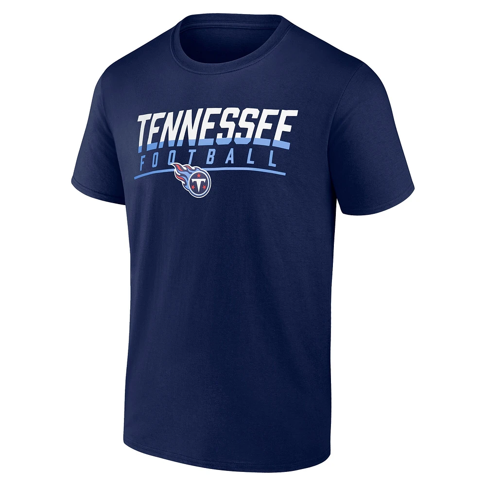 T-shirt Fanatics pour homme bleu marine Tennessee Titans Blocked