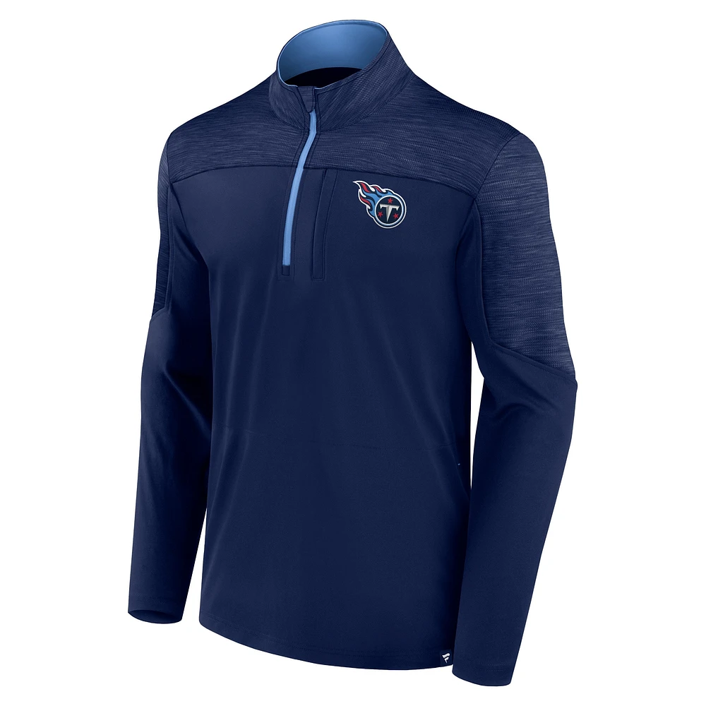 Haut à demi-zip Fanatics Navy Tennessee Titans Defender pour hommes