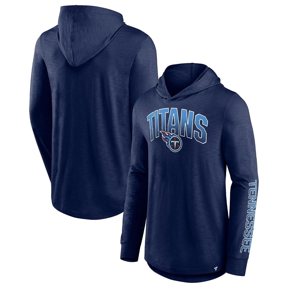 Men's Fanatics Navy Tennessee Titans Front Runner Long Sleeve Hooded T-Shirt