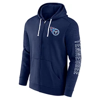 Sweat à capuche entièrement zippé pour hommes Fanatics Navy Tennessee Titans Offensive Lineup