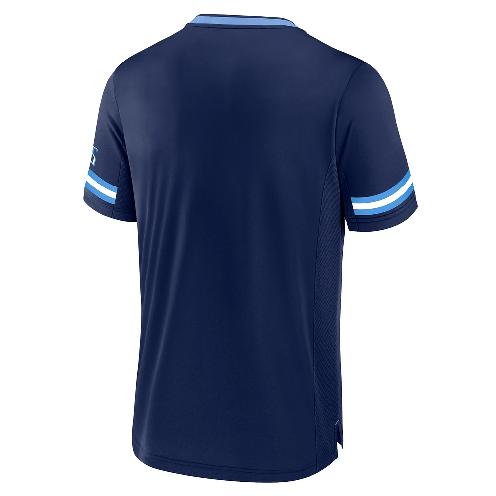 T-shirt à rayures pour homme Fanatics bleu marine Tennessee Titans