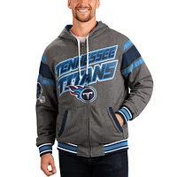 Men's G-III Sports by Carl Banks Gray/Navy Tennessee Titans Extreme Full Back Reversible Hoodie Full-Zip Jacket