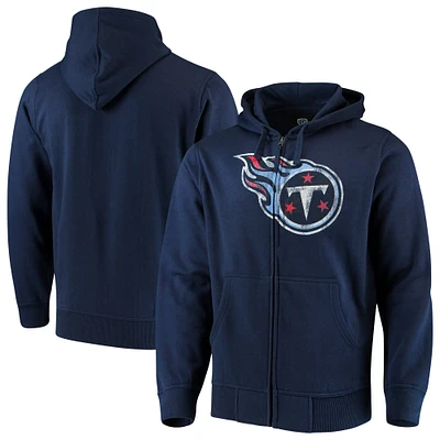 Sweat à capuche entièrement zippé avec logo principal des Titans du Tennessee G-III Sports by Carl Banks pour homme, bleu marine