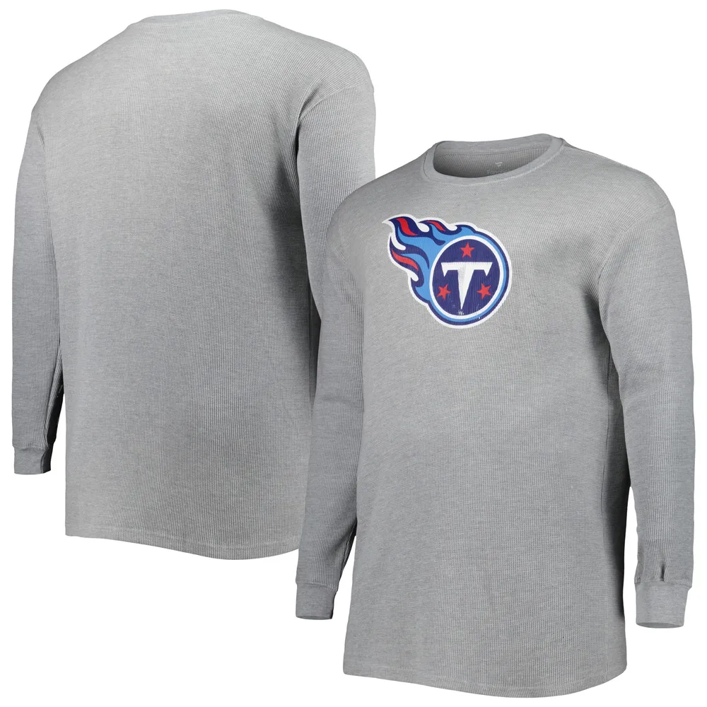 T-shirt thermique à manches longues en tricot gaufré Big & Tall Tennessee Titans pour homme, gris chiné