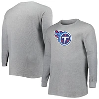 T-shirt thermique à manches longues en tricot gaufré Big & Tall Tennessee Titans pour homme, gris chiné