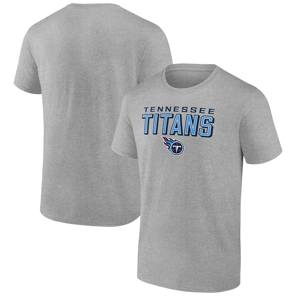 T-shirt gris chiné avec logo principal des Titans du Tennessee pour hommes