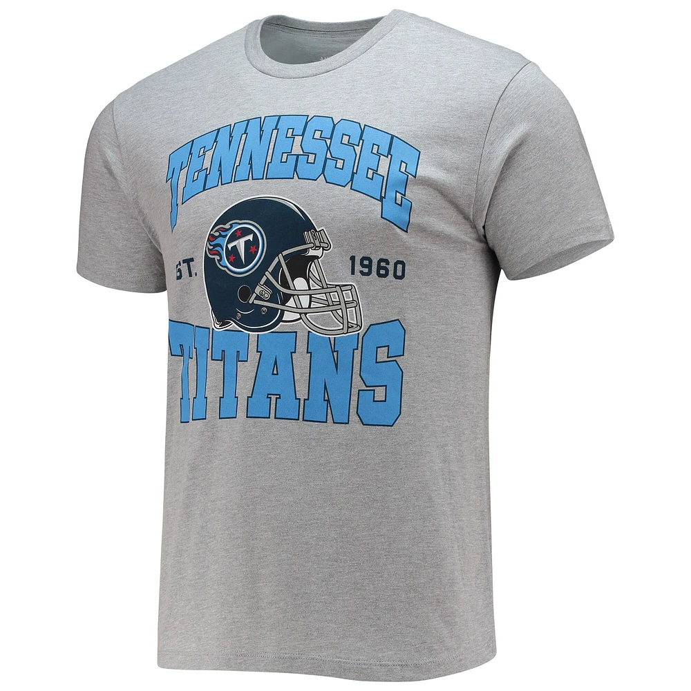 T-shirt avec casque des Titans du Tennessee, gris chiné, Junk Food pour hommes