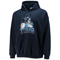 Men's Junk Food Navy Tennessee Titans Disney Mickey Quarterback Pullover Hoodie