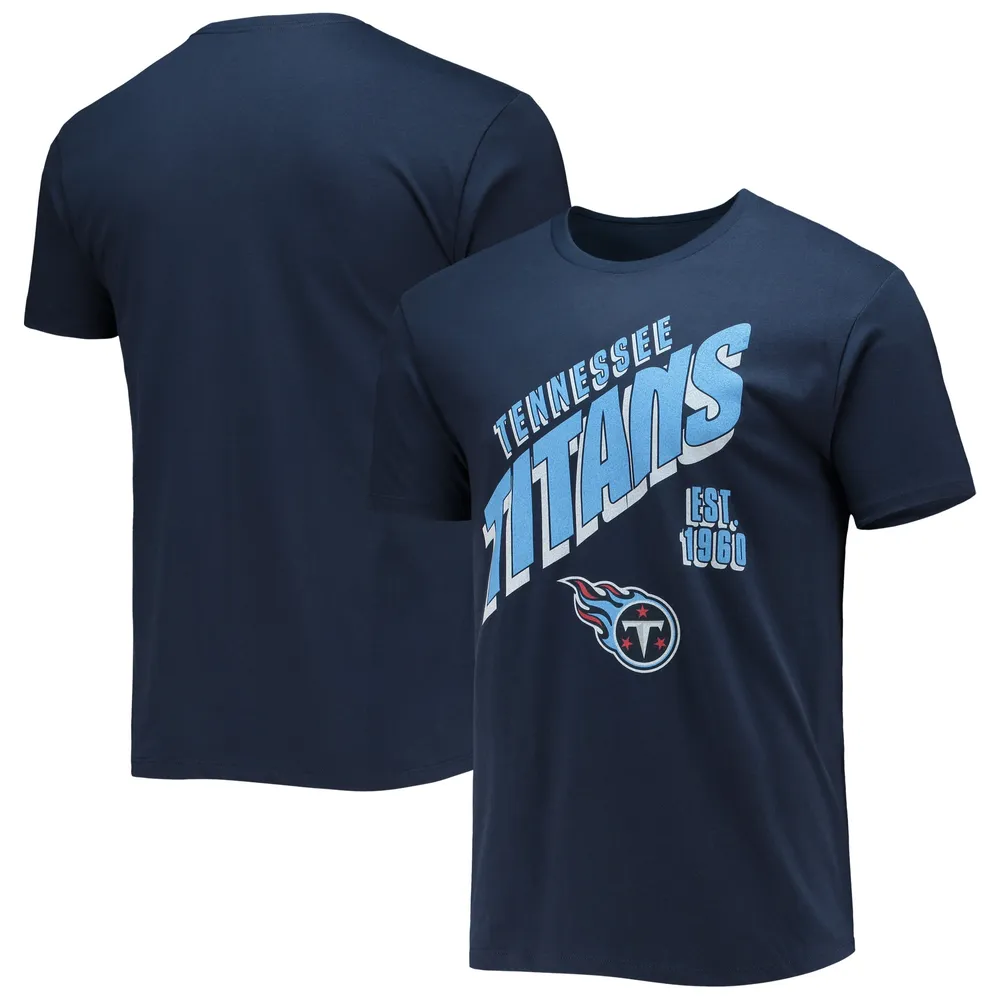 Men's Junk Food Navy Tennessee Titans Slant T-Shirt