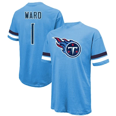 Men's Majestic Threads Cam Ward Light Blue Tennessee Titans 2025 NFL Draft First Round Pick Oversized T-Shirt