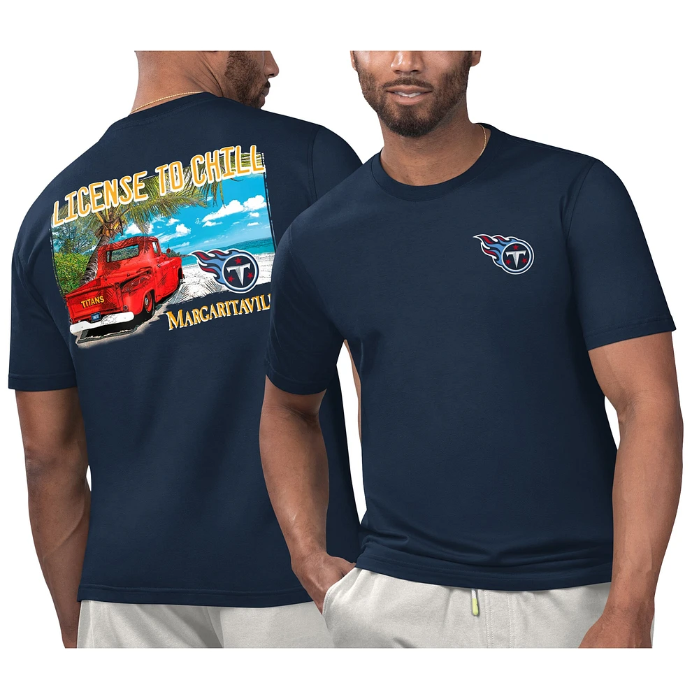 T-shirt Margaritaville Navy Tennessee Titans pour hommes sous licence se détendre