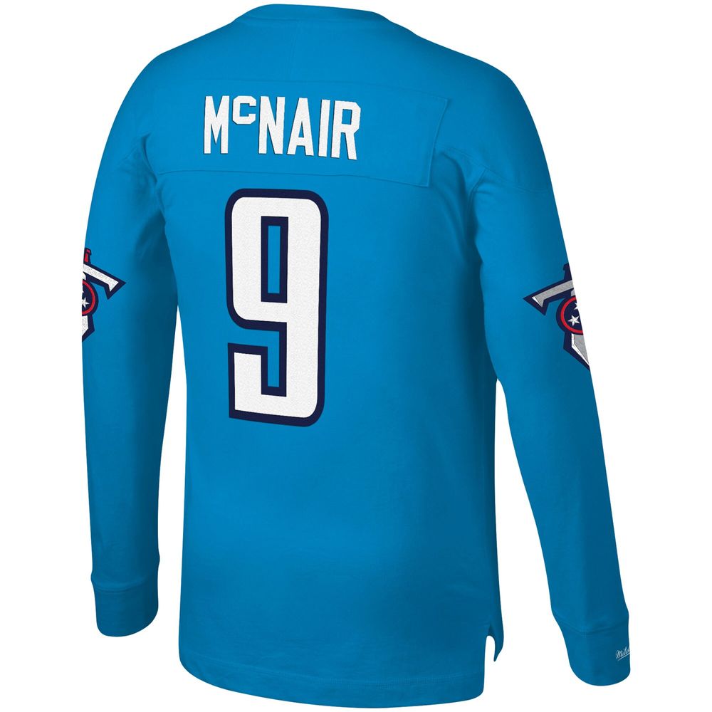Mitchell & Ness Men's Mitchell & Ness Steve McNair Light Blue Tennessee  Titans 1999 Retired Player Name Number Long Sleeve T-Shirt