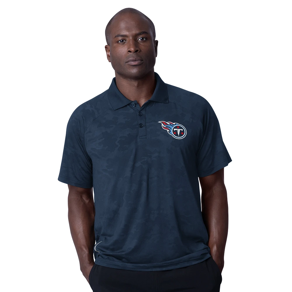 Men's MSX by Michael Strahan Navy Tennessee Titans Baseline Raglan Polo