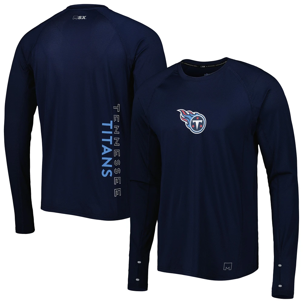 T-shirt raglan à manches longues pour homme MSX by Michael Strahan Navy Tennessee Titans Interval