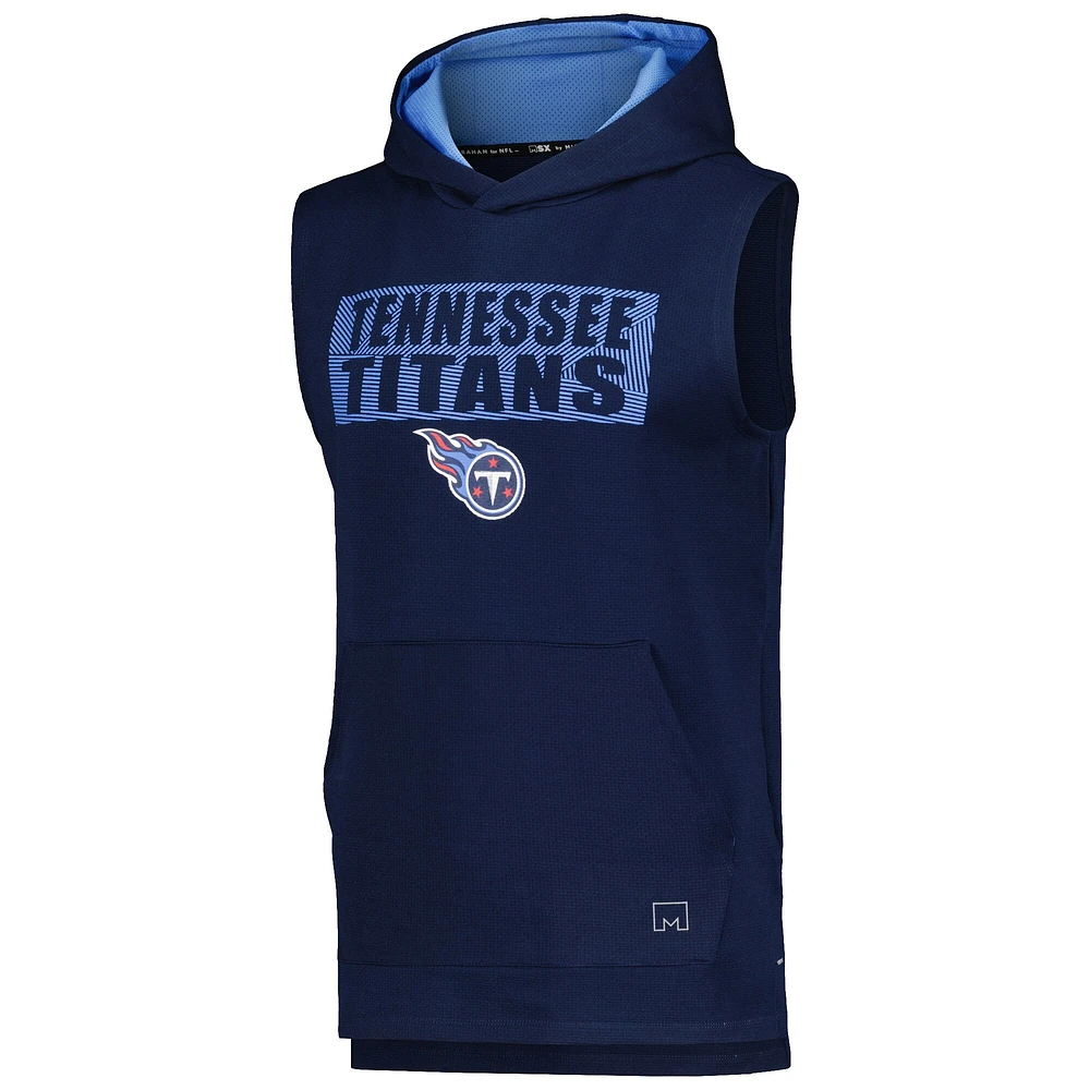 Men's MSX by Michael Strahan Navy Tennessee Titans Marathon Sleeveless Pullover Hoodie