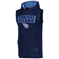 Men's MSX by Michael Strahan Navy Tennessee Titans Marathon Sleeveless Pullover Hoodie