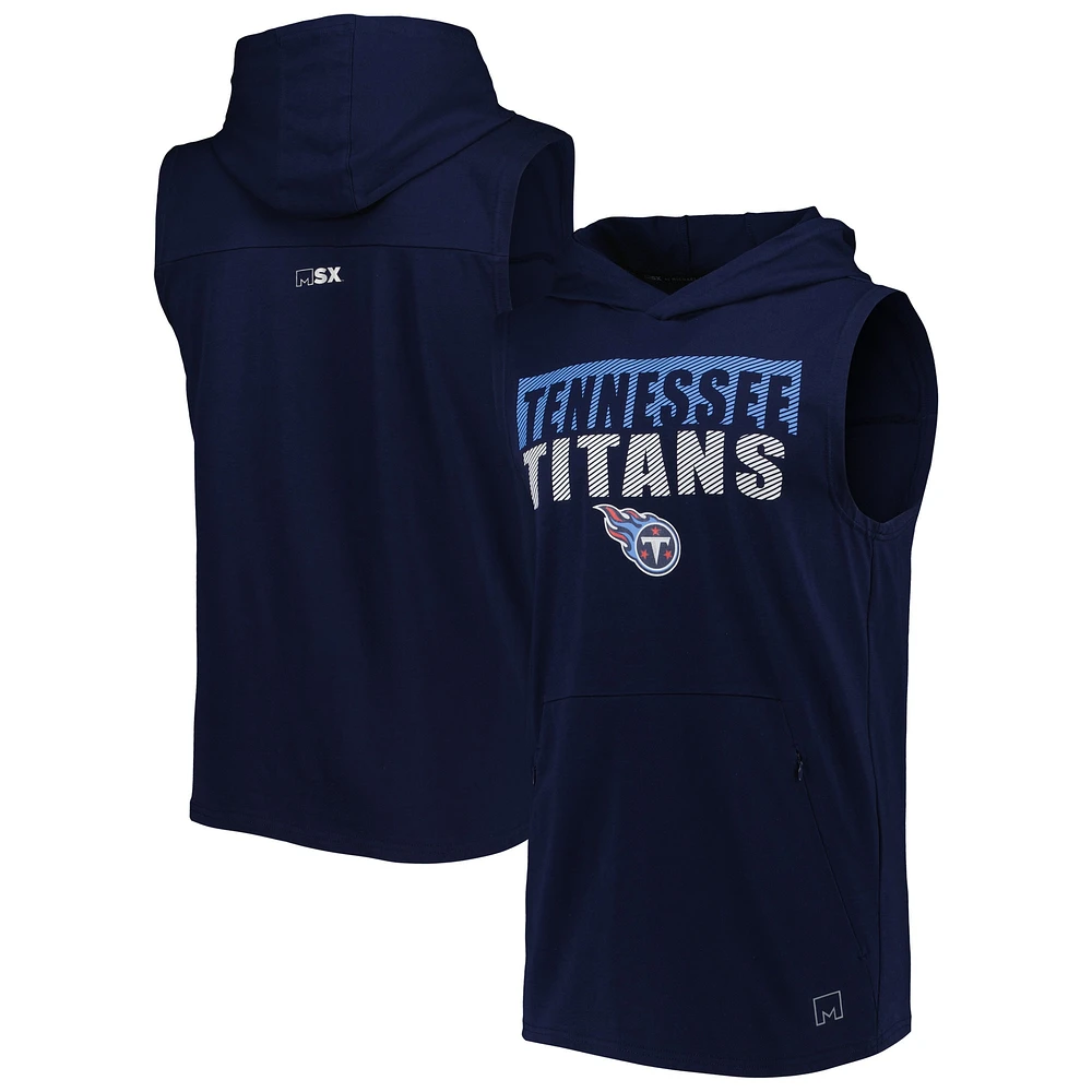 Men's MSX by Michael Strahan Navy Tennessee Titans Relay Sleeveless Pullover Hoodie