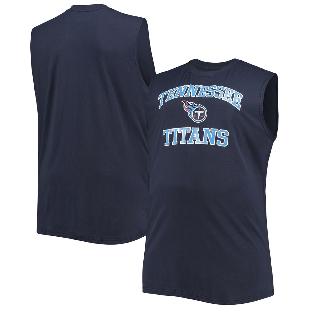 Men's Navy Tennessee Titans Big & Tall Muscle Tank Top