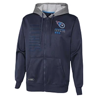 Men's Navy Tennessee Titans Combine Authentic Field Play Full-Zip Hoodie Sweatshirt