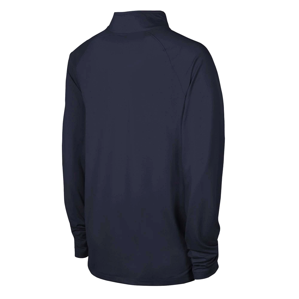 Men's Navy Tennessee Titans Combine Authentic Raglan Quarter-Zip Top