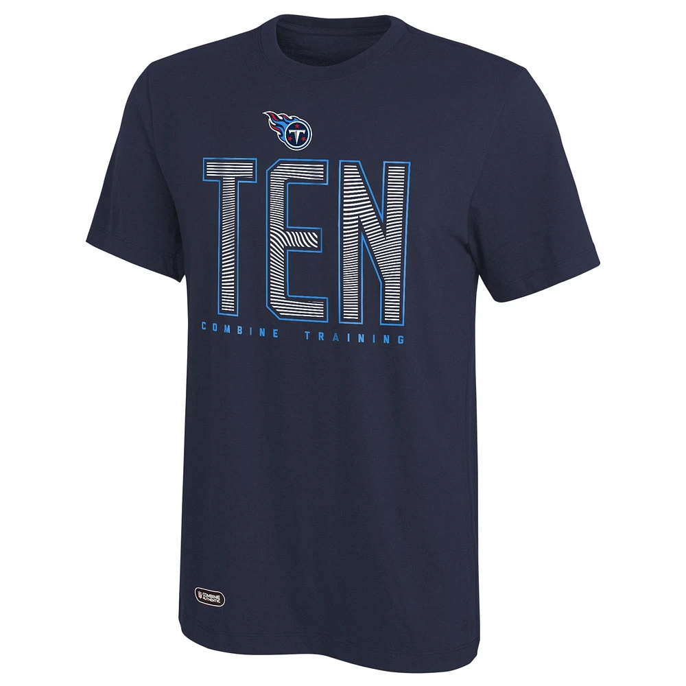 T-shirt pour homme bleu marine Tennessee Titans Combine Authentic Record Setter