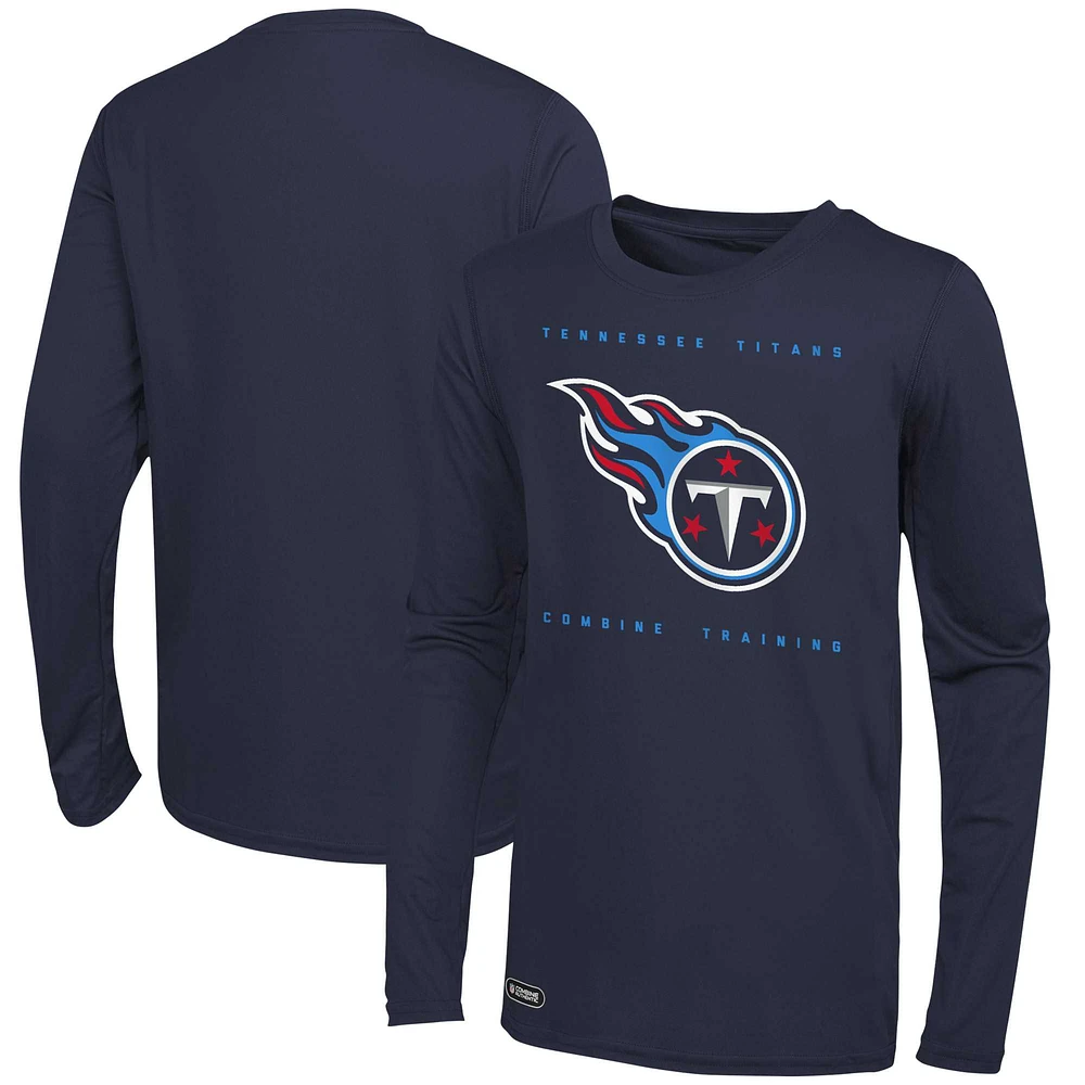 Men's Navy Tennessee Titans Side Drill Long Sleeve T-Shirt