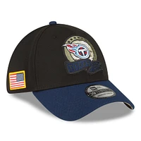 Casquette Flex New Era Tennessee Titans 2022 Salute To Service 39THIRTY pour homme, noir/bleu marine