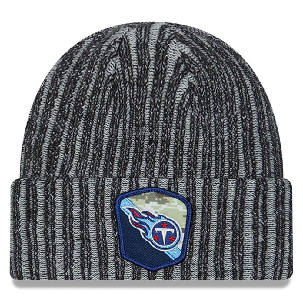 Bonnet en tricot à revers Salute To Service New Era noir Tennessee Titans 2023 pour hommes