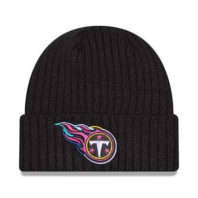 Bonnet tricoté à revers NFL Crucial Catch 2024 Tennessee Titans pour homme New Era noir