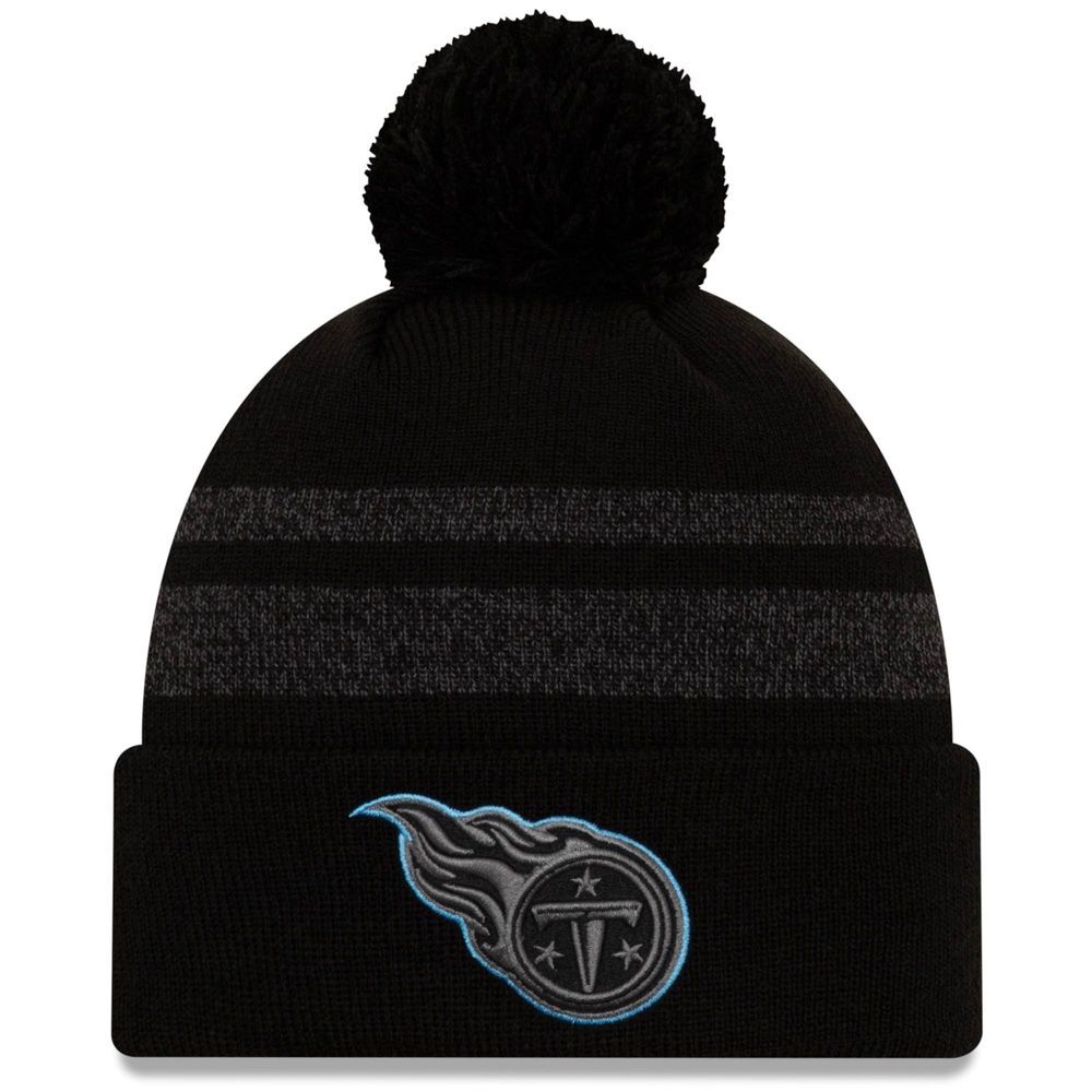 Men's New Era Black Tennessee Titans Dispatch Cuffed Knit Hat With Pom