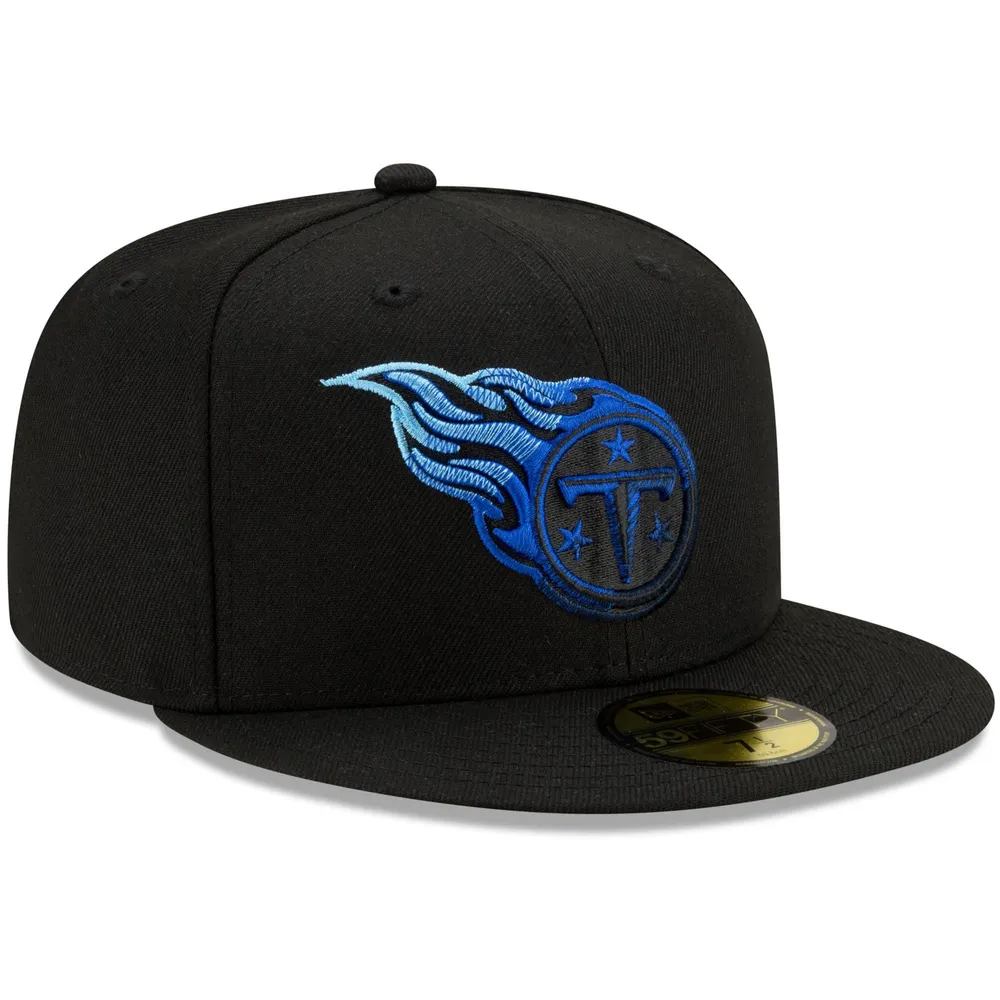 Men's New Era Black Tennessee Titans Logo Color Dim 59FIFTY Fitted Hat