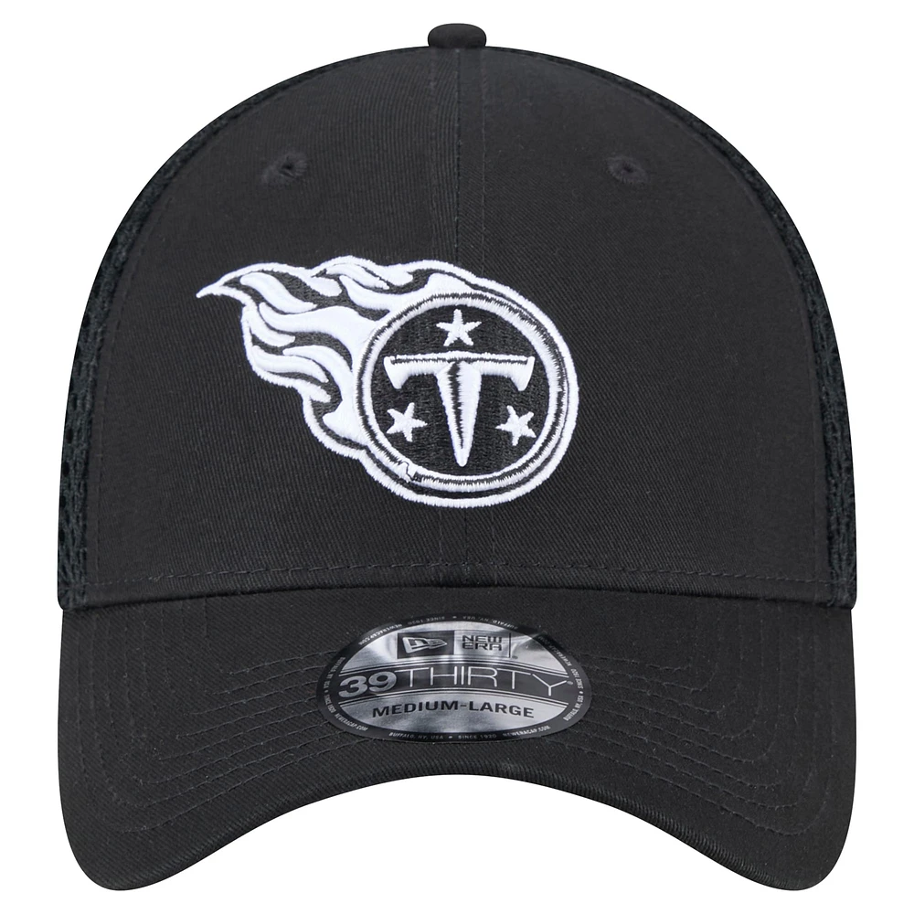 Men's New Era Black Tennessee Titans Main Neo 39THIRTY Flex Hat