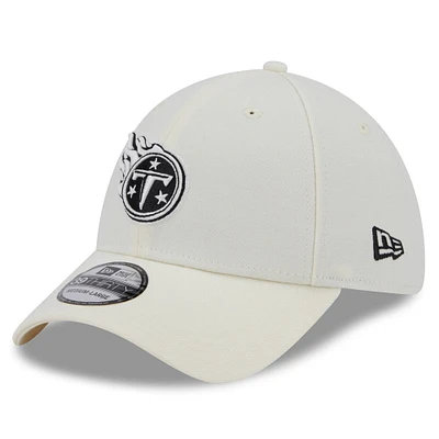 Men's New Era Cream Tennessee Titans Chrome Collection 39THIRTY Flex Hat