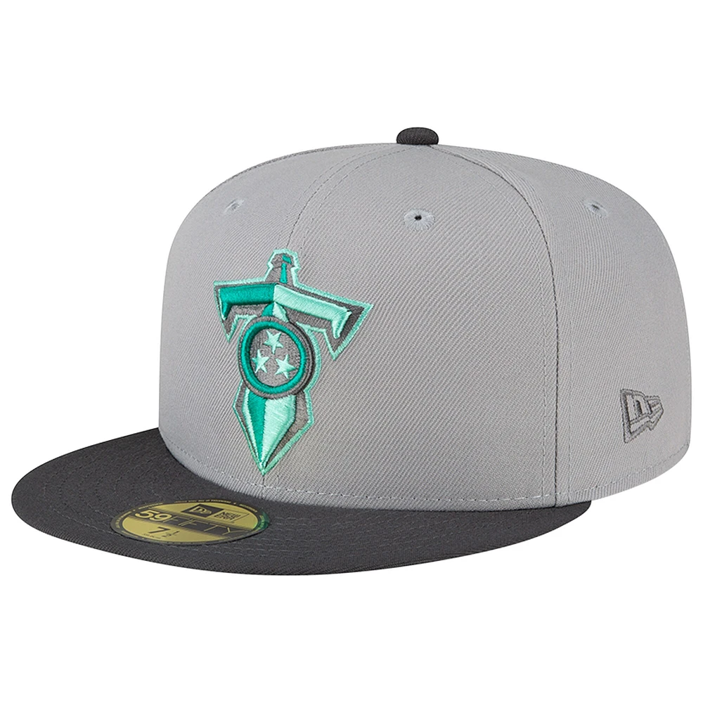 Casquette ajustée 59FIFTY Aqua Pop des Tennessee Titans New Era pour homme, gris/graphite