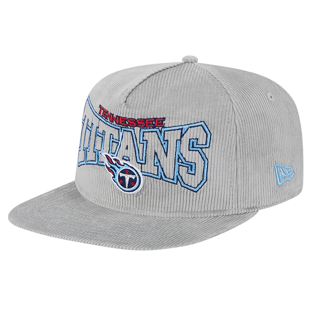 Casquette de golf ajustable en velours côtelé Tennessee Titans gris New Era pour homme