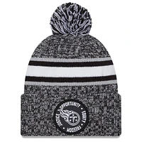 Men's New Era Heather Black Tennessee Titans 2023 Inspire Change Cuffed Knit Hat With Pom