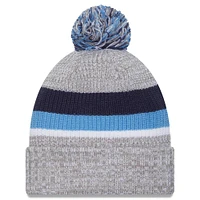 Men's New Era Heather Gray Tennessee Titans Cuffed Knit Hat with Pom