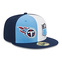 Casquette ajustée 59FIFTY pour homme des Tennessee Titans 2023 Sideline New Era bleu clair/bleu marine