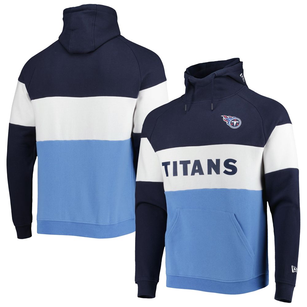 New Era Men's New Era Light Blue/Navy Tennessee Titans Colorblock Current  Pullover Hoodie