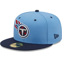 Casquette ajustée New Era Tennessee Titans Flipside 2Tone 59FIFTY pour homme, bleu clair/bleu marine