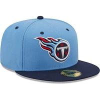 Casquette ajustée New Era Tennessee Titans Flipside 2Tone 59FIFTY pour homme, bleu clair/bleu marine