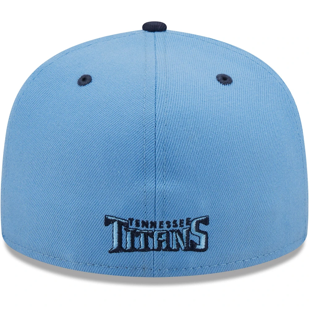 Casquette ajustée New Era Tennessee Titans Flipside 2Tone 59FIFTY pour homme, bleu clair/bleu marine